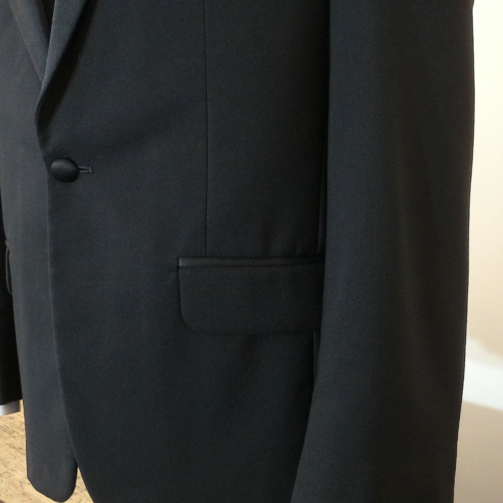 Men's Jean Ives Black Tuxedo Single Button Jacket -Weddings Affordable Tux-Prom - Picture 5 of 10